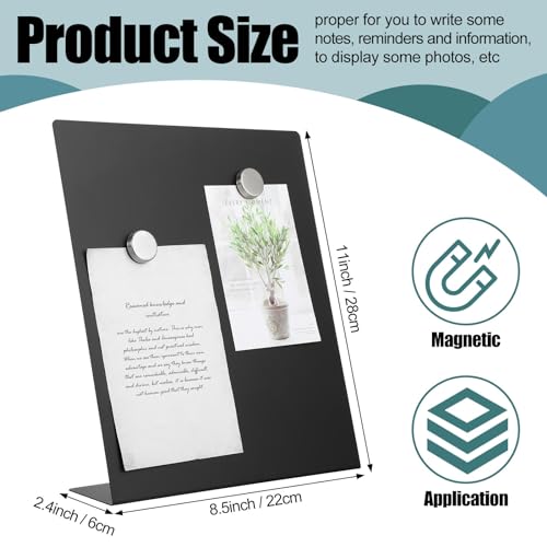 Fainne 4 Pcs Magnetic Board Stand Metal Magnet Bulletin Board Magnet Display with Easel for Tabletop for Back to School Memo Menu Table Office Kitchen Supplies (Black,11 x 8.5 Inches) - color: Black, size: 11 x 8.5 Inches