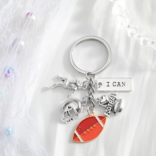 Sports Ball Keychain with Volleyball Baseball Soccer Basketball Football Charms Athletic Gift for Men - color: Rugby