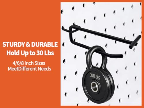 50 Pcs 8 Inch Long Pegboard Hooks with Label Slot for 1/4" Pegboard, Extra Long Heavy Duty Hangers for Tools, Cables, Bulk Storage – Garage & Shop Organization - size: 8inch-50pcs