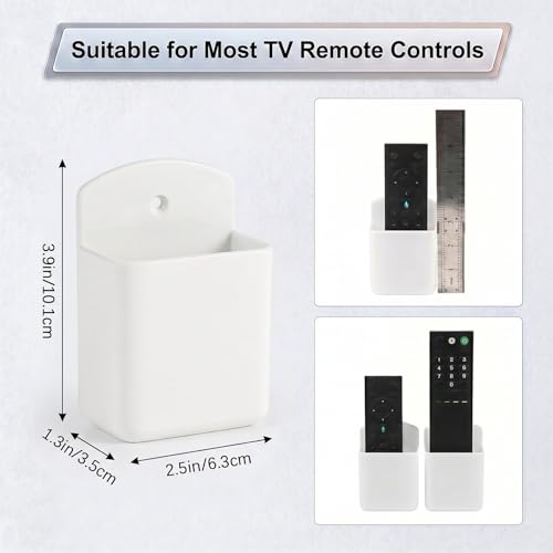 2 Pack White Remote Control Holder, Self adhesive Wall Mount Storage Box for TV and Air Conditioner Remote Controls, Pen Holder Organizers and Accessories for Home Office School - color: Set of 2-White