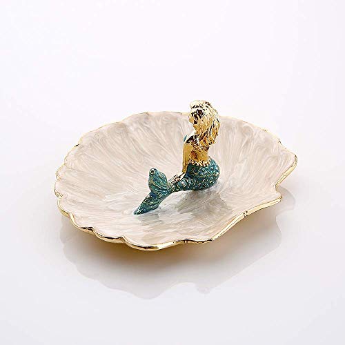 LARAINE Jewelry Tray Ring Display Holder Mermaid Trinket Dish Home Decorative Plate For Earrings Necklace Bracelet Organizer Display (Blue) - color: Blue