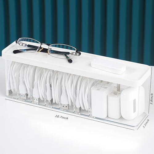 Charger Cable Cord Storage Organizer Box - 1 Pack With Lid - Easy Storage Without Cable Ties - style: Minimalist