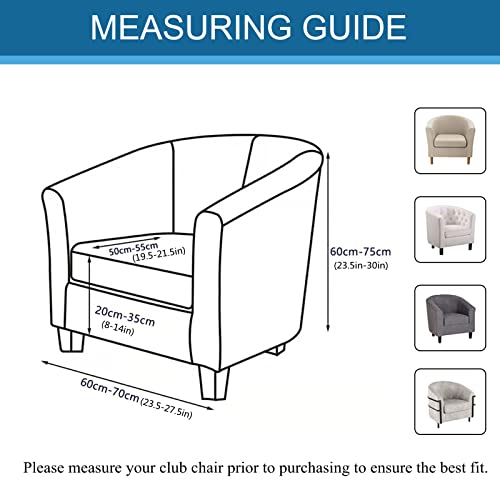 KRFOONN 2 Pieces Club Chair Slipcover Stretch Waterproof Tub Chair Slipcover Armchair Covers Sofa Cover Removable Round Barrel Chair Covers Couch Furniture Protector Cover for Living Room, A43 - color: Colora43
