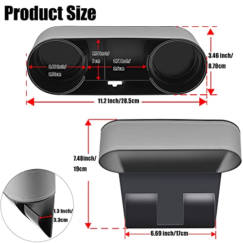 iokone Coin Side Pocket Console Side Pocket Leather Cover Car Cup Holder Auto Front Seat Organizer Cell Mobile Phone Holder (Slim-Gray) - color: Slim-Gray