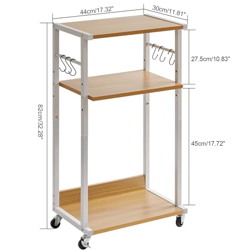 YMYNY Mobile Printer Stand, 3-Tier Printer Cart with Adjustable Storage Shelf and 6 S-Hooks, Tall Printer Table for Home Office, for Computer Tower Stand, Shredder, CPU Stand, Natural, UHPT002N - color: Natural-3 Tiers