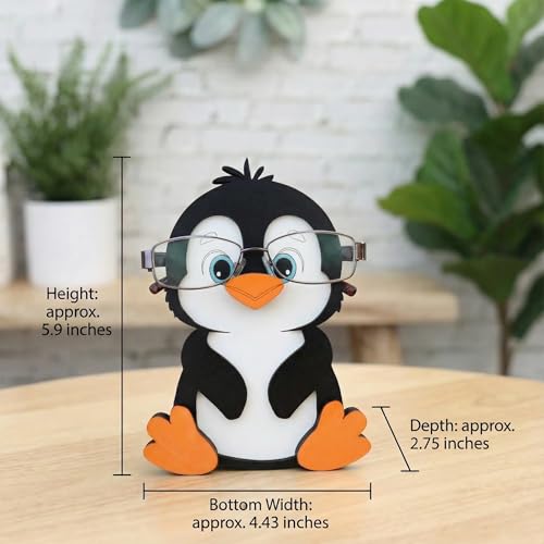 Wooden Eyeglass Holder Display Stand Creative Cute Animal Glasses Holder Dog Giraffe Handmade Creative Sunglasses Display for Desktop Accessory, Home Office Decor, Birthday and Christmas Gift (Penguin) - color: Penguin