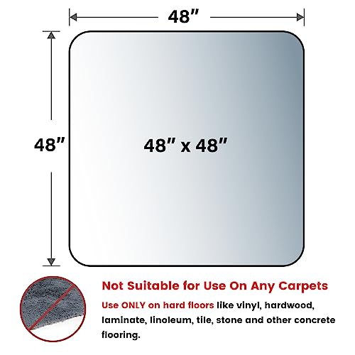 Yecaye Office Chair Mat for Hardwood Floor, Clear Computer Desk Chair Mat, PVC Heavy Duty Floor Protector for Rolling Chairs, 1.7mm Thick Floor Mat (Transparent, 48" x 48" x0.07'') - size: 48" x 48" x 0.07''
