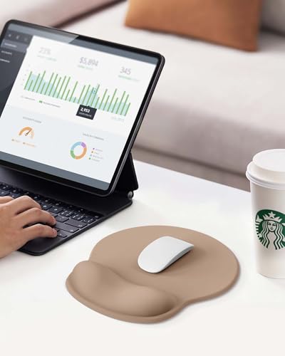 Mouse Pad with Wrist Rest, Ergonomic Mouse Pads for Desk, Office Non-Slip Mousepad with Gel Wrist Support(Coffee Brown, 10.6''L x 9''W) - color: Coffee