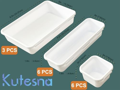 Kutesna 15 PCS Interlocking Desk Drawer Organizer Separator for Office,Bathroom,Kitchen,Makeup(White) - color: White, size: 15 pieces