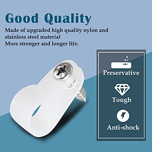 100 Pcs 3/8 Inch R-Type Clip Clamp, Nylon P-Type Mounting Clips, Cable Clip Wire Clamp for Wire Management, Stainless Steel Screws Included - color: 100 Pcs White, size: 3/8