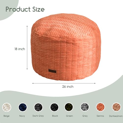 HIGOGOGO Pouf Ottoman Stuffed Round Modern Foam Filled Foot Rest Poufs for Living Room Chair Decorative 26 X 18 Inches Boho Relax Stool for Wedding Christmas Party, Coral Orange - color: Coral Orange, size: 26"D x 26"W x 18"H