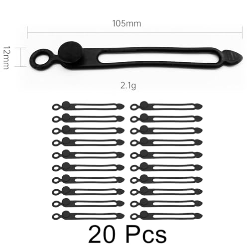 TENOC Silicone Cable Ties 20 Pcs Black Reusable Cable Holder Elastic Cord Straps Flexible Wire Organizer for Phone Tablet Charging Cable and Headset or Others - color: Black, size: 4.2 Inch 20 Pcs