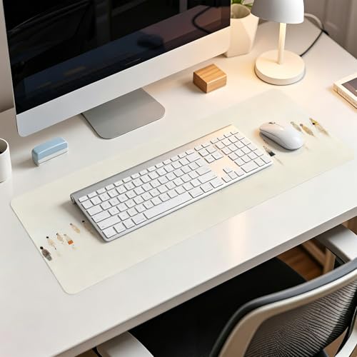 Beige Summer Beach Mouse Pad,XL Large Art Minimalist Abstract People Desk Mat,Aesthetic Calming Beach Crowd Desk Mat for Home Office Dorm Desktop Decor,31.5x11.8 Inch - color: Abstract Beige XL