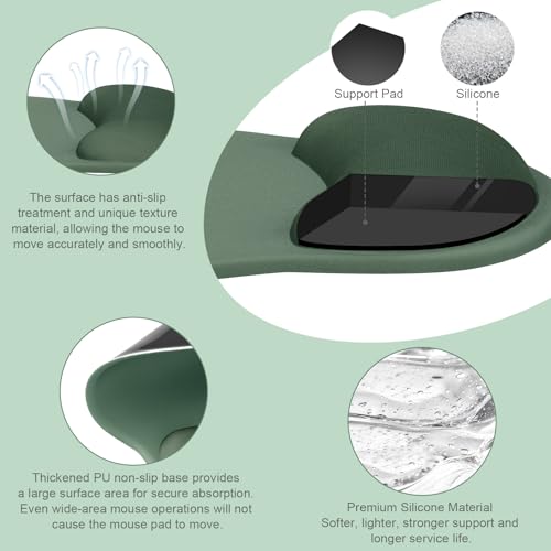 MOSISO Wrist Rest Support for Mouse Pad&Keyboard Set, Circle Curved Ergonomic Mousepad&Coaster Non-Slip Base Home/Office Pain Relief&Easy Typing Pad with Soft Cloth&Silicone Lining, Midnight Green - color: Midnight Green