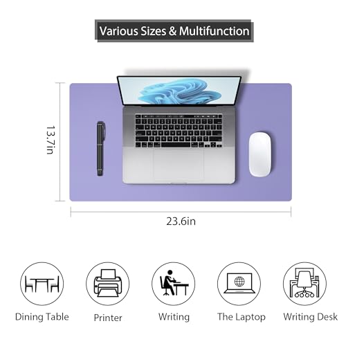 Leather Desk Pad Protector, Mouse Pad, Non-Slip Computer Mat for Desk, PU Leather Office Desk Mat for Home & Office, Waterproof Laptop Desk Blotter for Keyboard and Mouse, Taro Purple (13.7''X23.6'') - color: Taropurple, size: 13.7''X23.6''