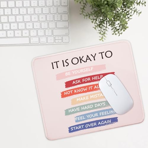 Mouse Pad for Desk with Stitched Edge, Premium Cute Washable Mouse Pads. Computer Mousepad with Non-Slip Rubber Base, Mousepads for Laptop, 9.25x7.75x0.12 inch (It's OK) - color: It's OK