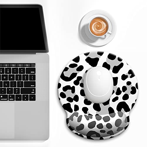Ergonomic Mouse Pad with Wrist Support, White Leopard Memory Foam Wrist Rest Mouse Pads, Cute Computer Laptop Office Accessories Decor, Pain Relief Mousepad for Work Gaming Women Girls - color: White Leopard