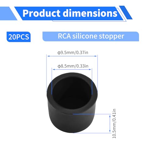 RCA Plug Protective Cover 20 Pcs Anti-Dust Protector Caps, Plug Protector Caps for RCA Female Ports and Computers Black Silica Gel - color: Black, size: RCA