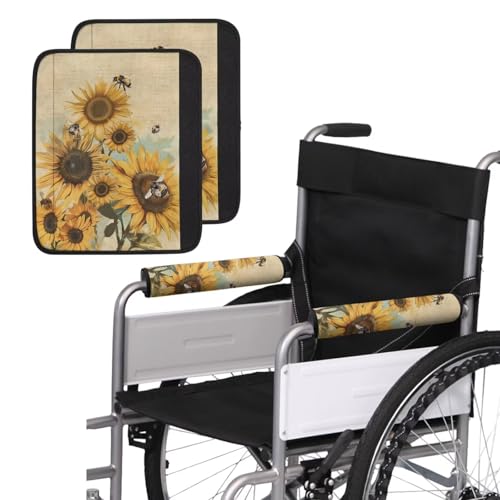 Wheelchair Armrest Covers Butterfly Floral Wheel Chair Accessories Adults 2 Pack Wheelchair Arm Pads for Office Transport Chair Pressure Relief - color: Butterfly Floral
