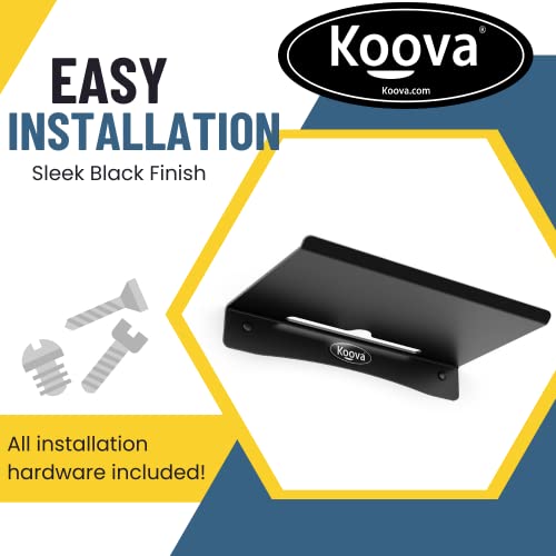 Koova WiFi Router or Speaker Shelf | Floating Shelving for Cable Box, Modem, Gaming System & Streaming Media Devices | Vented Airflow Metal Panel | Display Shelf - size: Koova Router Shelf for Vertical Routers