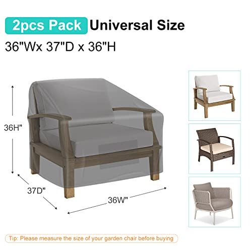 Patio Chair Covers for Outdoor Furniture Waterproof 2 Pack, Lawn Chair Covers Heavy Duty Oxford Cloth, Large Covers for Lounge Lawn Deep Seat Black 36" W×37" D×36" H - color: Black, size: 36" W x 37" D x 36" H