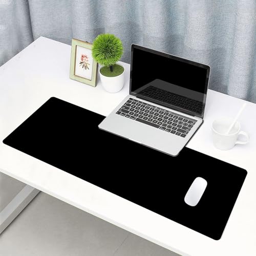 Black Large Gaming Mouse Pad with Stitched Edges, Desk Pad Extended Keyboard Mat, Non-Slip Rubber Base Mousepads for Laptop, Office, Home, 31.5X11.8 inch - color: 24 Black