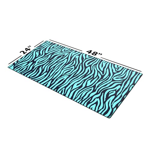 Gamer Boss - Gaming Mouse Pad - 48 x 24 Inches - 4mm Thick with Stitched Edges, Non-Slip Rubber Base, Premium Cloth Mousepad, Desk Mat for Laptop, Keyboard, Computer & PC (Mega, Blue Zebra) - color: Blue Zebra, size: 48" x 24"