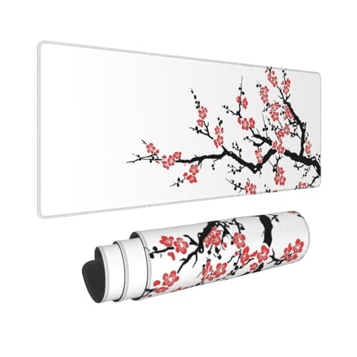 Colorful Ink Cherry Blossom Tree Branch Mouse Pad Large Gaming Mousepad Non-Slip Rubber Base Keyboard Mouse Mat for Laptop Keyboard Desktop 31.5 x 11.8 inch - color: Colorful Ink Cherry Blossom Tree Branch