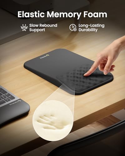 ProtoArc Ergonomic Mouse Pad with Wrist Rest, MP50 Mousepad with Massage Design, Soft Memory Foam and Non-Slip PU Base for Pain Relief, Desk, Home, Office, 12x8 Inches, Black (Mouse Not Included) - color: Black Lycra