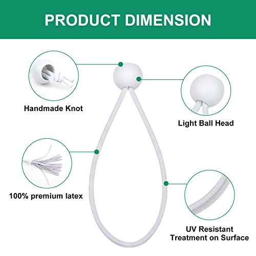 30PCS of 3 Sizes Ball Bungee Cords, 6, 9, 11 Inch Tarp Canopy Bungee Balls, Heavy Duty Tie Down Cord for Shelter, Gazebo, Camping, Tent, Cargo, Holding Wire and Hoses (Ball Size 1 inch) - color: White