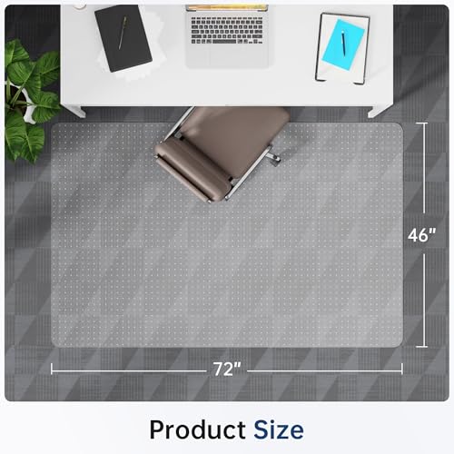 Office Chair Mat for Carpet, 46" x 72" Clear Computer Desk Chair Mat for Carpeted Floors, Easy Glide Plastic Floor Mats with Studs for Rolling Chair in Office Home - color: Flat-pile Carpets, size: 46'' x 72'' Rectangle