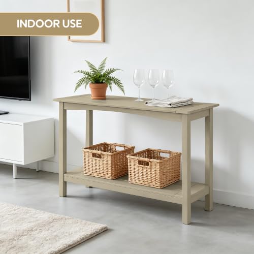 Weatherproof HIPS Outdoor Console Table, 48'' 2-Shelf Side Table Indoor/Outdoor Use, Multifunctional Buffet Table Bar Storage Organizer for Entryway, Patio, Outside Plant Stand Table, Champagne - color: Champagne