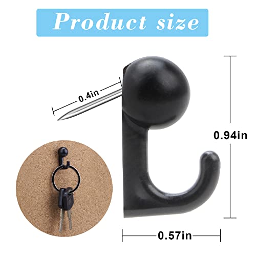 50 Pcs Black Push Pin Hooks, Cork Board Pin-Hooks Decorative Thumb Tacks Hook for Photo Wall, Bulletin Board, Home Wall, Home Office School Pinning and Hanging - color: Dark