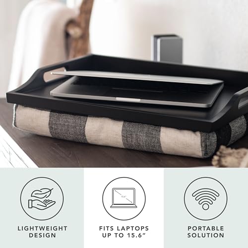 ROSSIE HOME Wood Bed Tray Lap Desk with Detachable Cushion, Serving Tray - Buffalo Check - Fits up to 15.6 Inch Laptops - Style No. 76108 - color: Buffalo Check, size: Single Tray