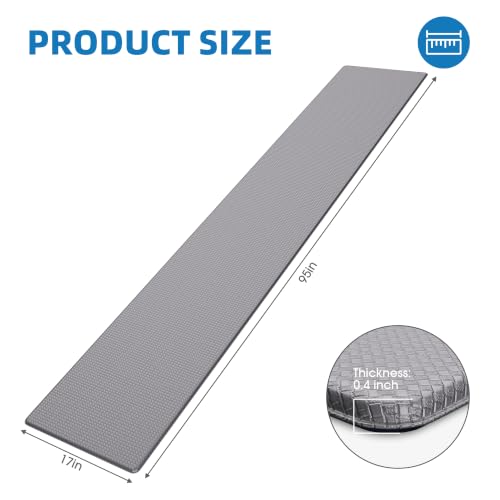 Kitchen Mats for Floor - 17"x95" Anti Fatigue Mats for Kitchen Floor - Non Slip Cushioned Rugs for Standing - Grey - color: Grey, size: 1pc: 17" x 95" x 0.4"