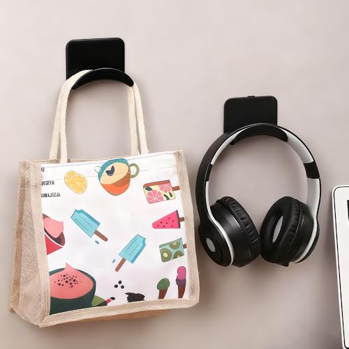 30 PCS Headphone Wall Hangers with Nano Tape, Adhesive Gaming Headphone Stand Headset Holder Hook Wall Desk Closet Door Mount for Most Headphone Controller Hat Baseball Caps (Black)