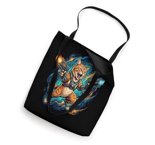 Laser Blaster Space Cat - Funny Cyber Galaxy - Gamer Gift Tote Bag
