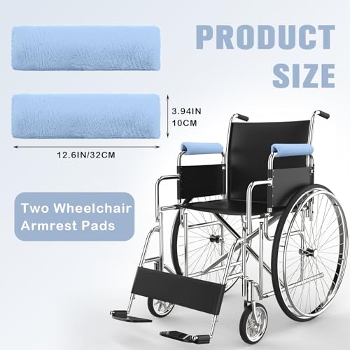 Threlaco 2 Pcs Wheelchair Armrest Covers Soft Fluffy Foam Wheelchair Armrest Pads Non Slip Arm Rest Cover Cushion Pad for Armchairs Office Chairs(Blue) - color: Blue