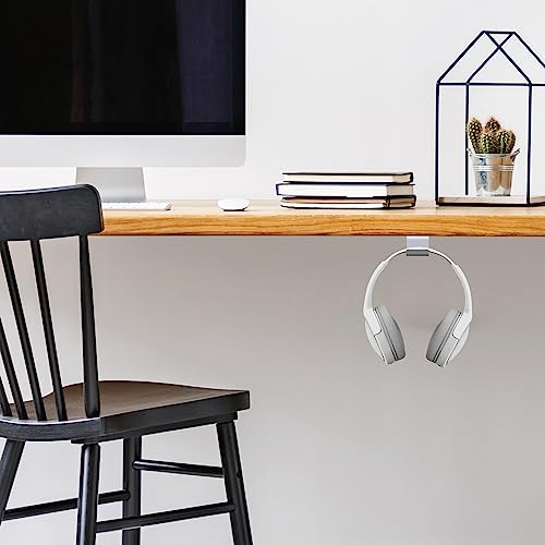 Kanto HH Universal Under Desk Headphone Hook - White - Solid Steel Construction - Mount using 3M adhesive or 2 included screws - color: White