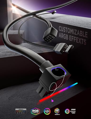 AsiaHorse Hydrus-8PIN CPU PSU Extension Cable ARGB Light, Copper Wire Motherboard Power Extension Cable Integrated Minimalist Design, 2000W Power (Whole Set), PC Power Cord for CPU Cable Management - color: Black, size: For CPU 8pin (11.8in/30cm)