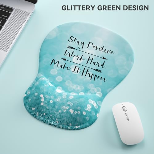 Ergonomic Mouse Pad with Wrist Rest,Cute Gel Mousepad Wrist Support - Small Mini Portable for Travel Mouse Pads for Desk Laptop,Computer,Office & Home Decor (Glitter Green) - color: C-Glitter Green