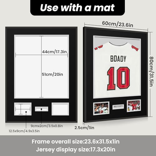 Aluminum Jersey Display Frame Case Large Shadow Box Jersey Frame with Photo Slots 98% UV Protection Clear Acrylic for Football, Hockey, Basketball, Baseball Shirt Ideal Gift for Sports Fans - color: 1 Pack Jersey Frame 01
