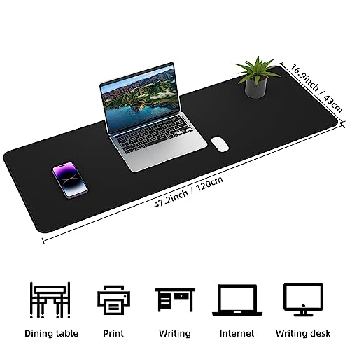 AFIING Large Desk Mat, 47" x 17", Black | Dual-Sided Natural Cork & PU Leather, Non-Slip, Waterproof, For Office, Home & Gaming - color: Black, size: 47" x 17"