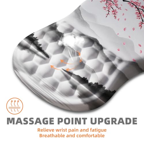 Ergonomic Mouse Pad with Wrist Rest, Memory Foam Wrist Support for Carpal Tunnel Pain Relief, Massage Design Mousepad and Non-Slip Base for Office and Gaming, 12x8 Inch, Landscape - color: Landscape