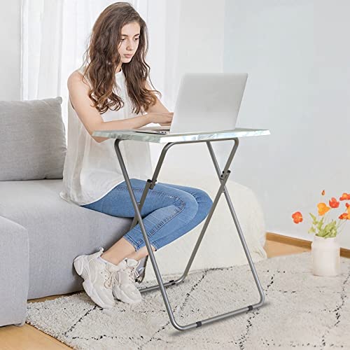 Folding TV Tray Table Set of 2,Dinner Snack Trays Table for Eating on Couch,Portable Metal Dinner Table for Small Sofa Bedside Tables with Light Weight, 15 x 18.9 x 26 in(Smoky Grey,2PCS) - color: Smoky Grey, size: 2pcs