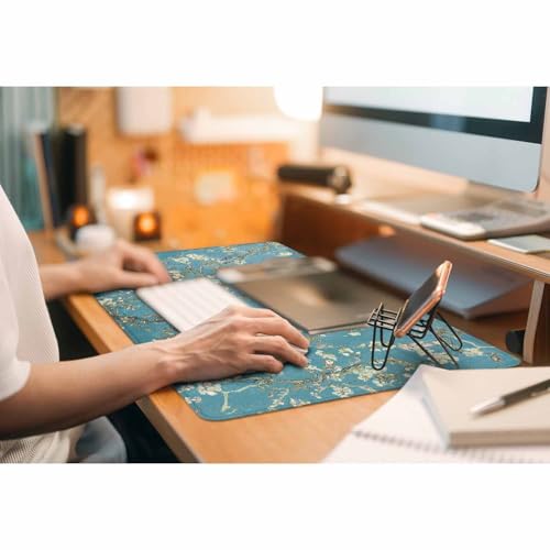 Almond Blossom Desk Mat Large Mouse Pad Vincent Van Gogh's Paint Full Extended Gaming Computer Keyboard Mousepad for Home,Office 35.4"X15.7" - color: Almond blossom