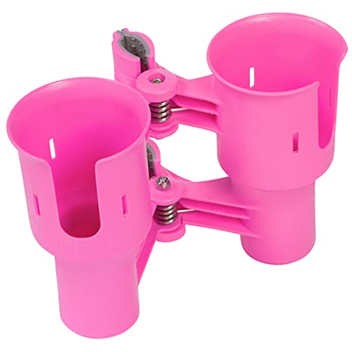 ROBOCUP, (Hot Pink), Patented Clamp On Boat Cup Holder |Multifunction Dual Drink Caddy for Fishing Poles, Tools, Net, Gaff |Portable Storage for Boating, Beach, Umbrellas, Golf Carts, Strollers - color: Hot Pink, size: Standard Spring