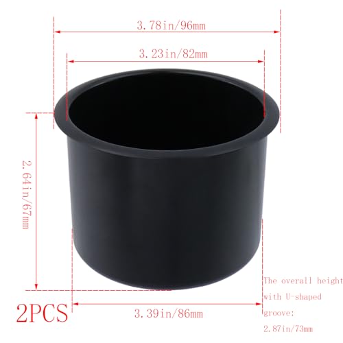 Dnyta 2Pcs 3.8" x 2.6" Black Plastic Cup Holder Insert, Sofa Recliner Car Seat Cups Holder Replacement, Poker Table Cup Holders, for Table, Sofa, Boats, Truck, Car - color: 2pcs, Black, size: 3.8" x 2.6", Bottom U-shaped groove