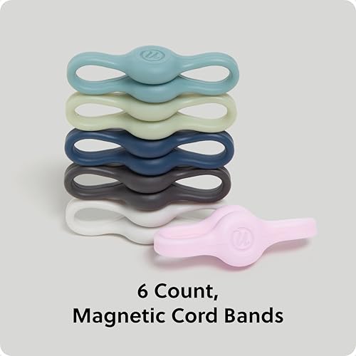 U Brands Tech Classics Magnetic Silicone Cord Wraps 6 Pack, Assorted Colors Cable Management Organizer, Silicone Cable Ties for Desk, Office, and Travel