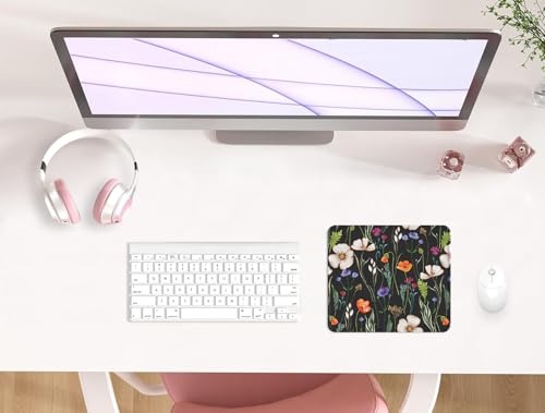 eulps Mouse Pad with Stitched Edge, Multiple Patterns Computer Mouse Pads with Non-Slip Rubber Base, Washable Cloth Mousepad, for Gaming, Laptop, PC (Wildflower Night) - color: 29Wildflower Night